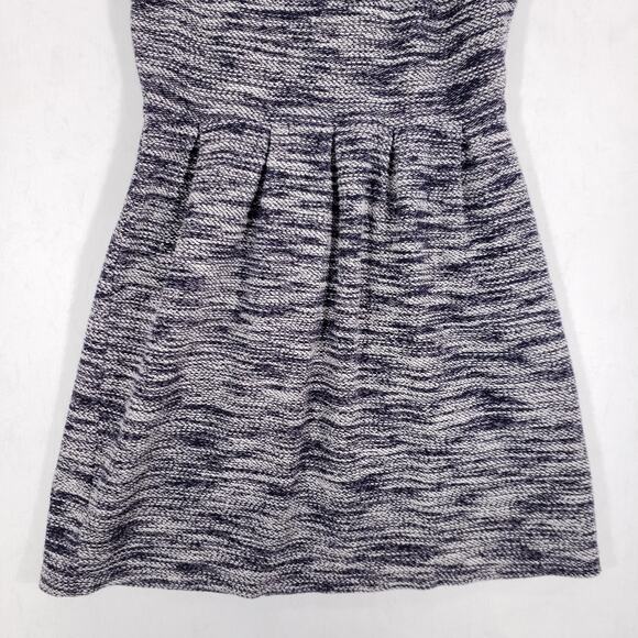 Ann Taylor LOFT Tank Dress Womens 2 Navy White Marled Pleated Knit Zip Up Mini - Picture 3 of 14